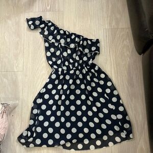 Polka dot one shoulder dress